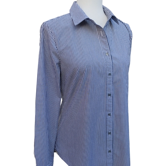 J.Crew Perfect Black and White Striped Button Shirt Women's Medium - Picture 11 of 17